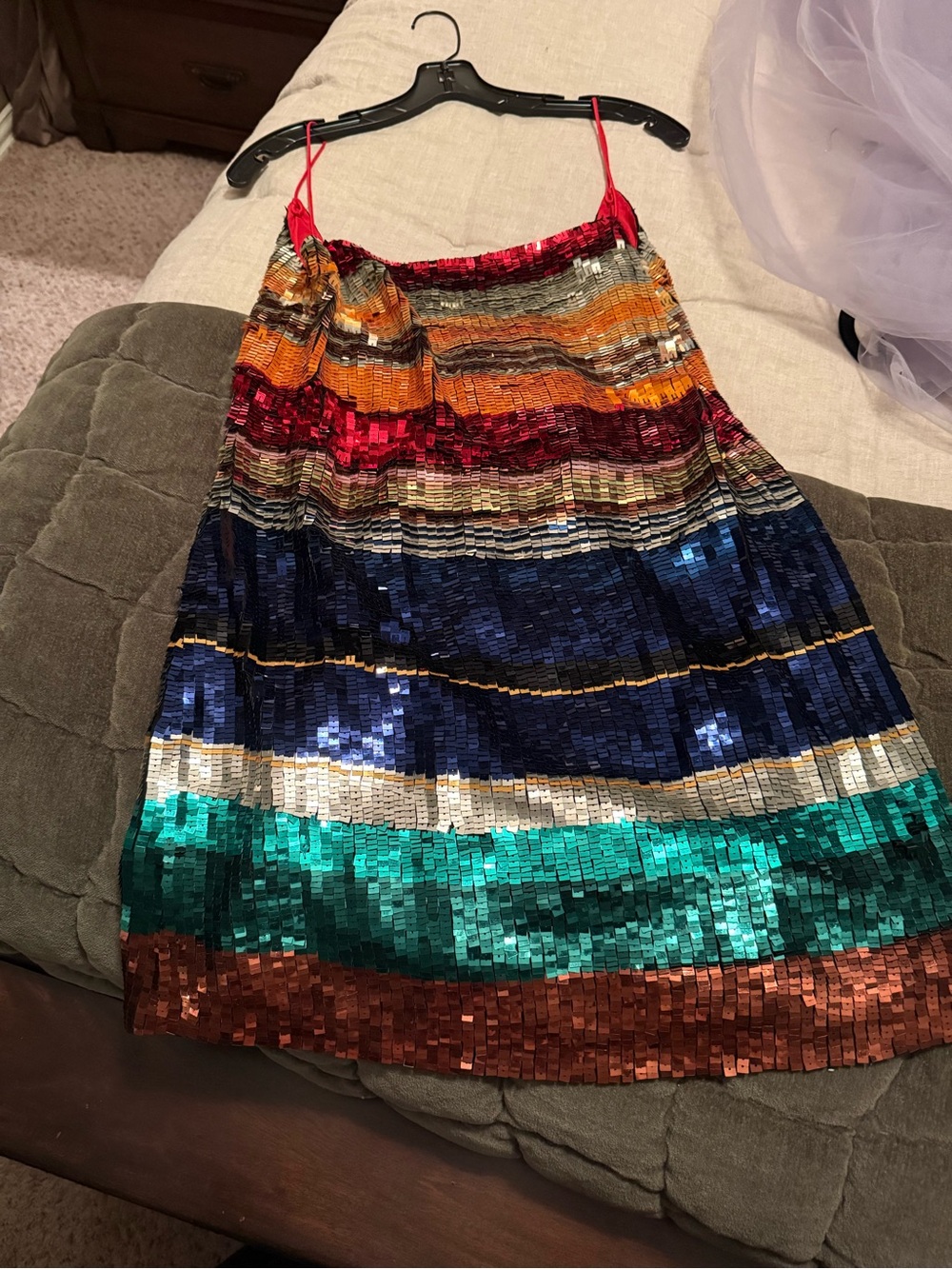 Alice + Olivia Multicolor Sequin Striped Mini Skirt